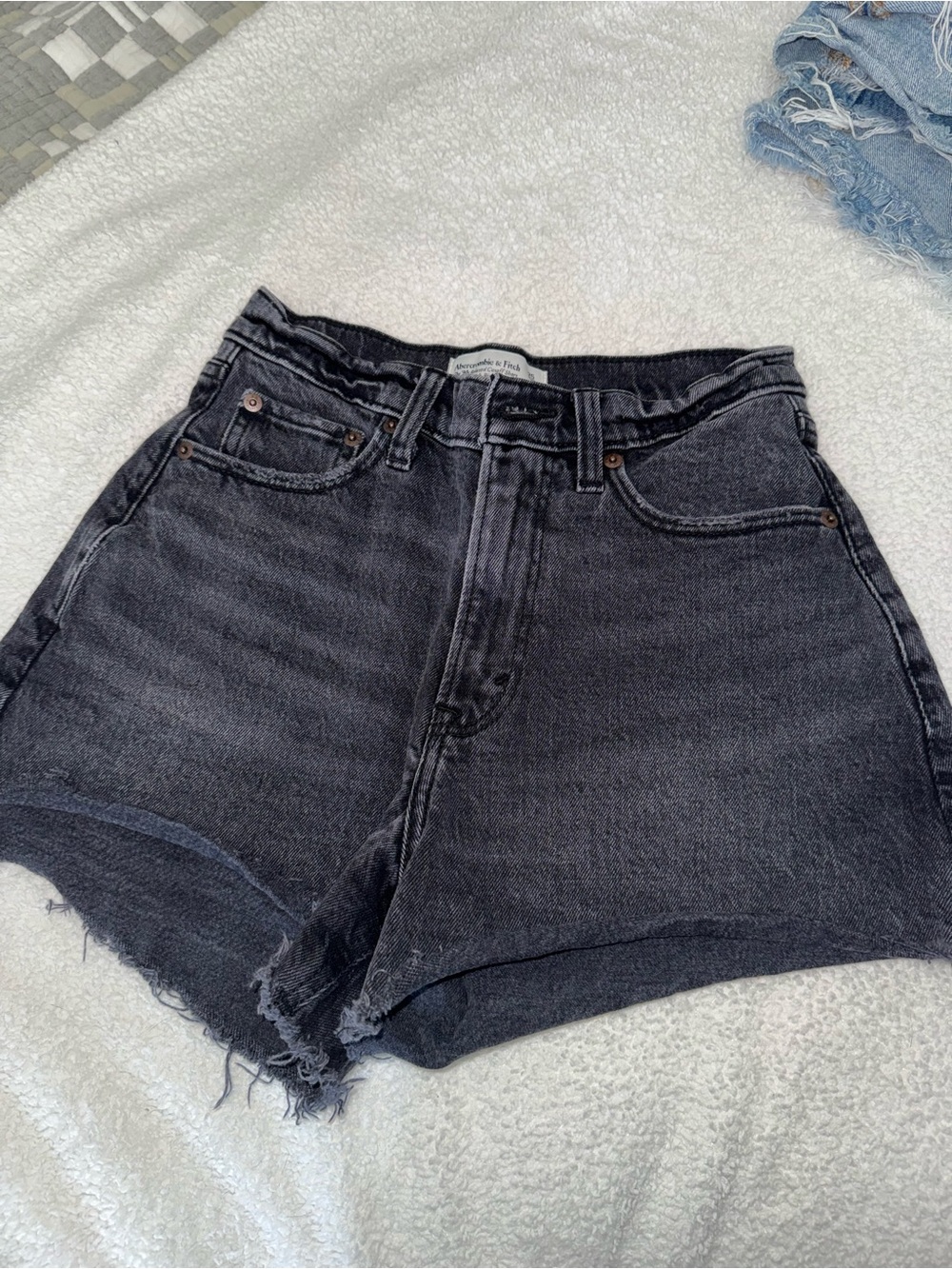 Abercrombie & Fitch Black Washed High-Rise Denim Shorts